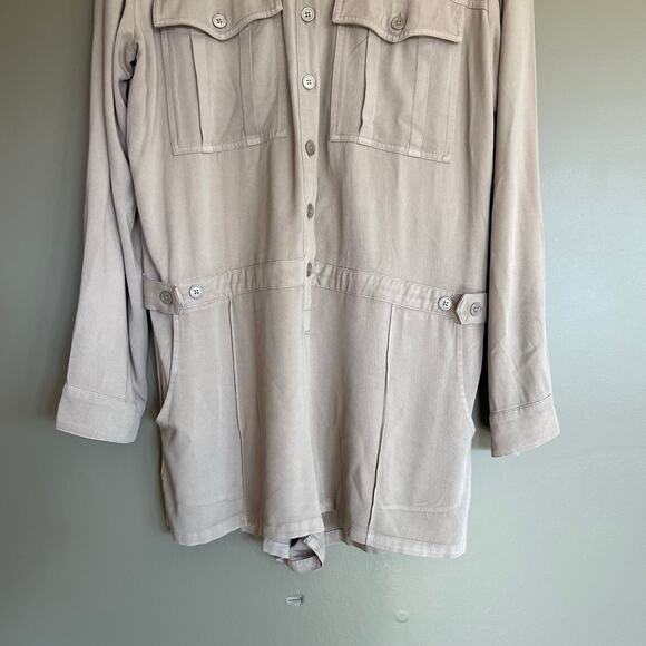 SUNDAYS SENNA ROMPER IN BRINDLE Size Large Taupe Grey Long Sleeve Utility Chic - Picture 4 of 16